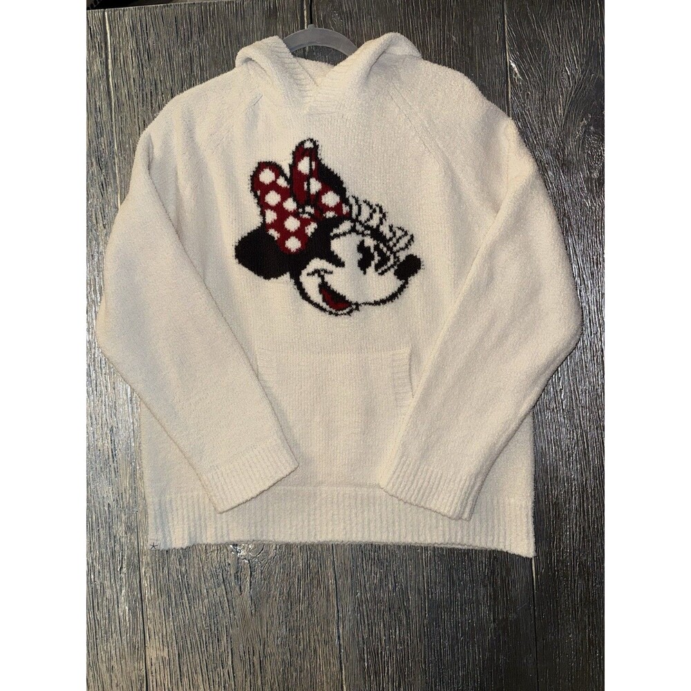 Barefoot Dreams Disney Minnie Mouse CozyChic Hoodie Sweater Women L Cream